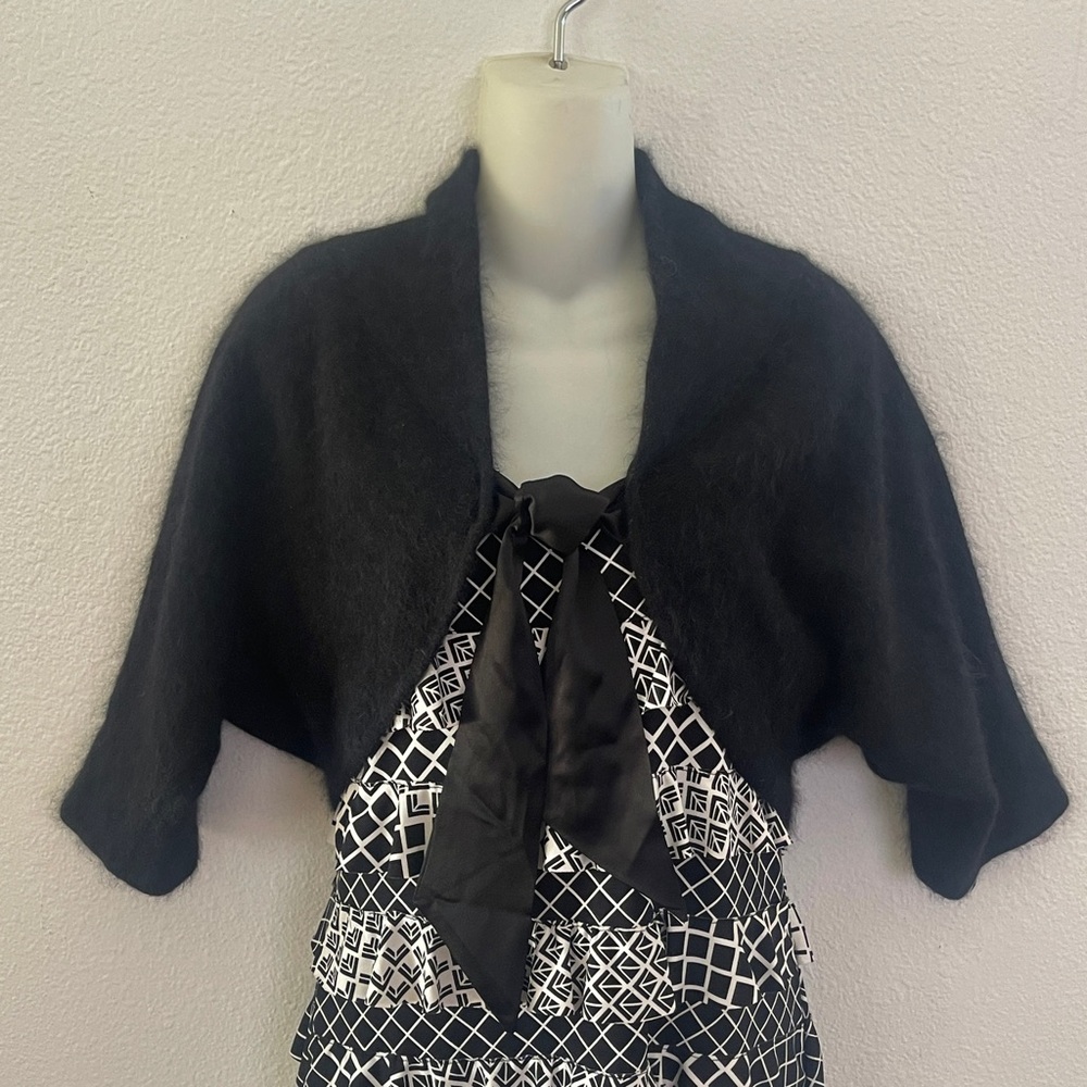 Caslon Angora Shrug Bolero Tie Front Black